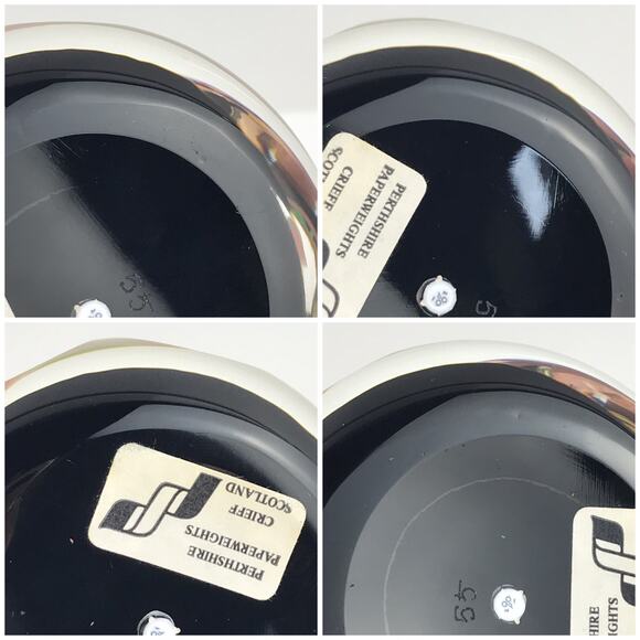 Perthshire 2001B Amber Bouquet Lampwork Flower Black Ground Faceted Paperweight - Picture 11 of 12